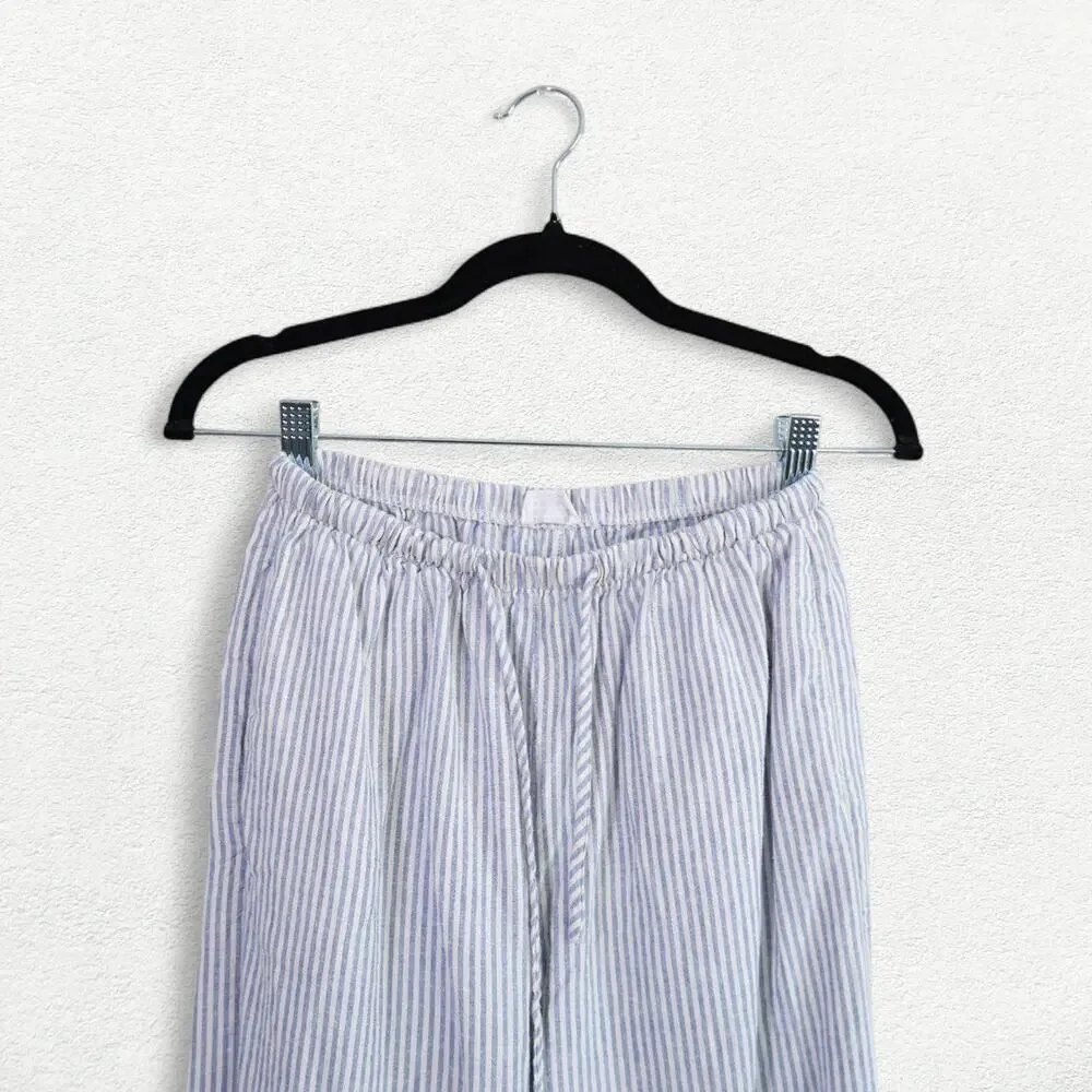 Cotton On Haven Linen Wide Leg Pant in Blue & White Stripes